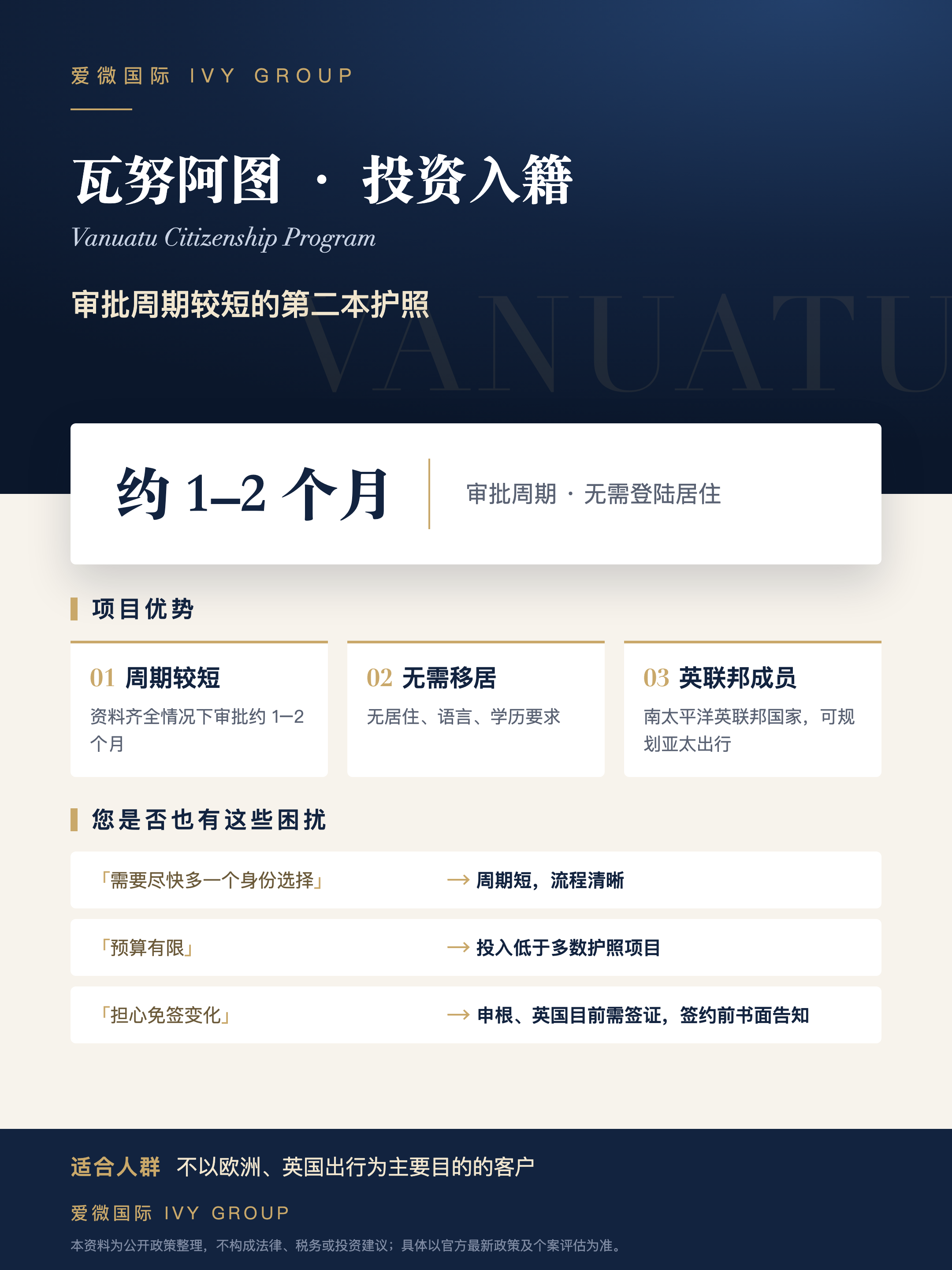 瓦努阿图 · 投资入籍项目单页